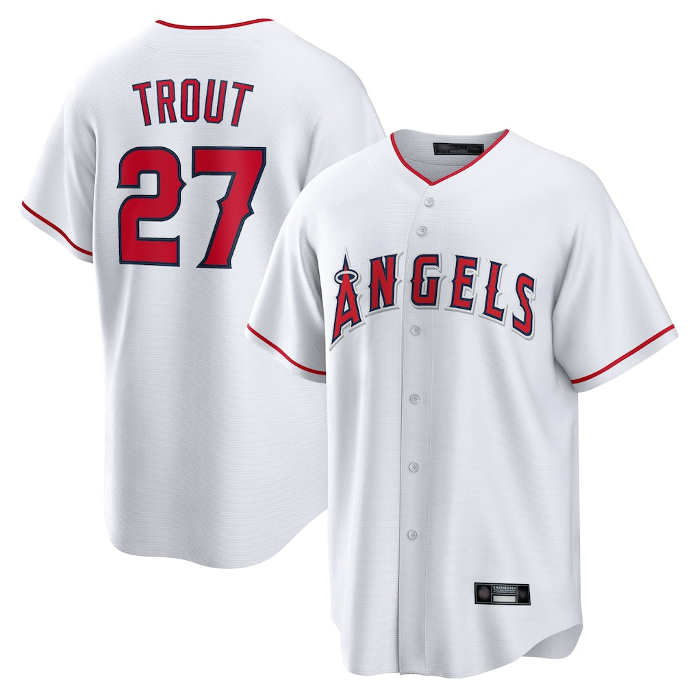 LA.Angels #27 Mike Trout Player White Home Game Hdoa Stitched Jerseys