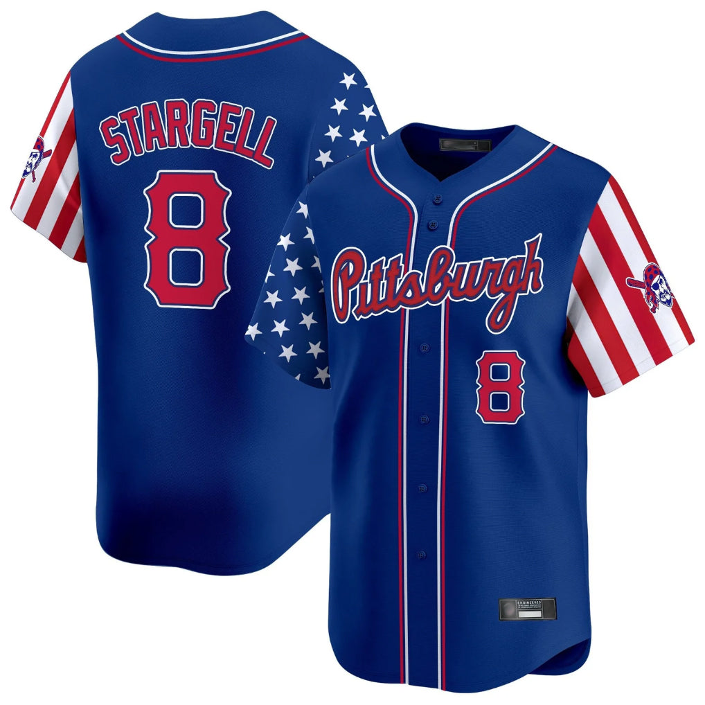 P.Pirates #8 Willie Stargell Player Royal 2025 Independence Day Vapor Premier Limited Hdoa Stitched Jerseys