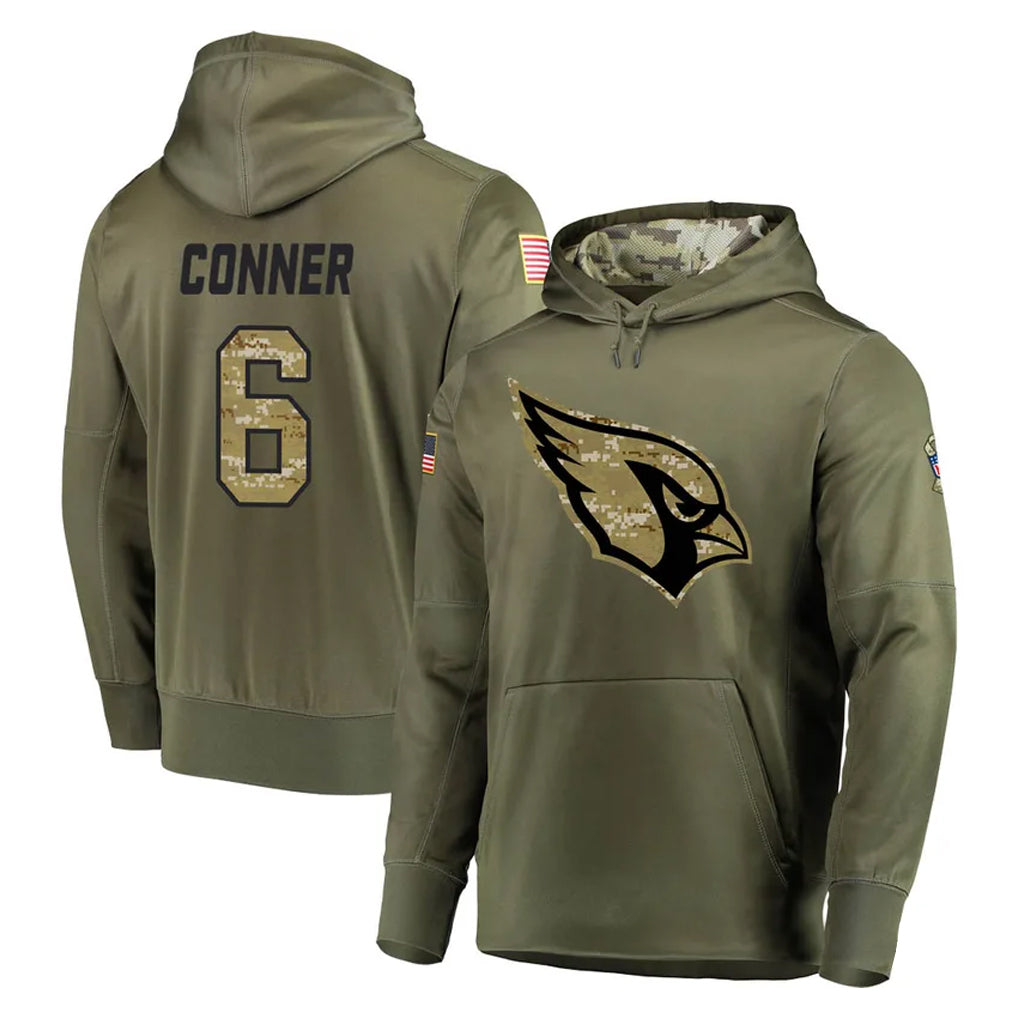 A.Cardinals #6 James Conner Player Olive Salute to Service Limited Hoodie Hdoa Stitched Jerseys