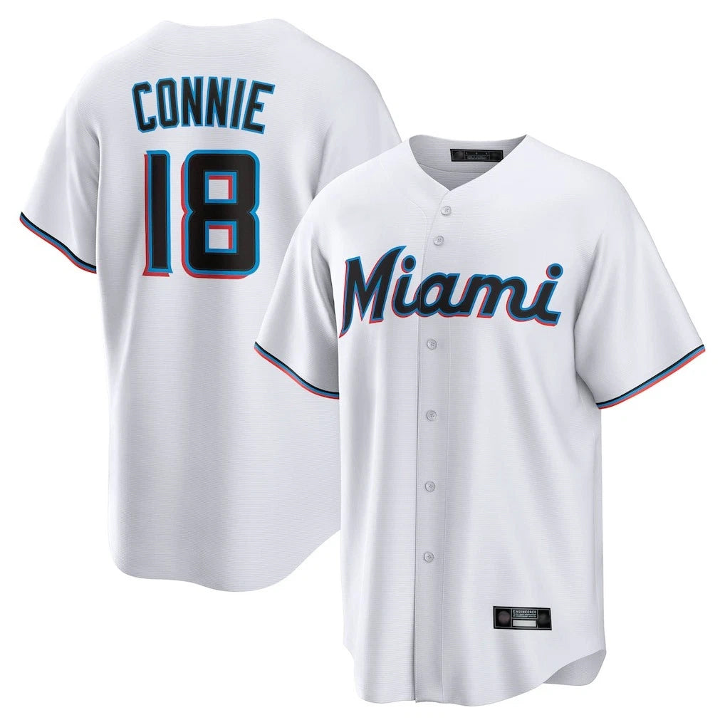 M.Marlins #18 Griffin Conine Player White  Home Game Hdoa Stitched Jerseys