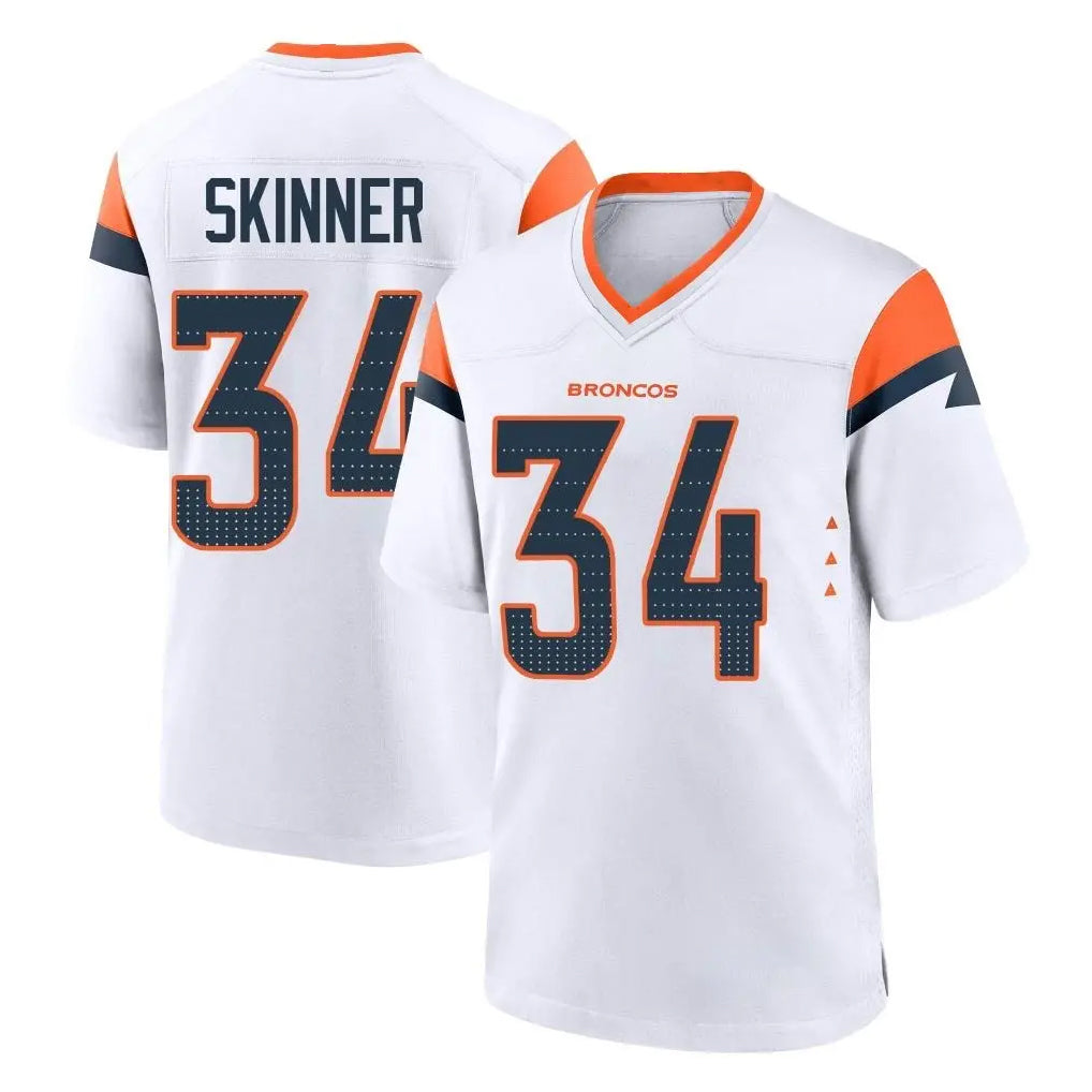 D.Broncos #34 JL Skinner Player White Home Game Hdoa Stitched Jerseys