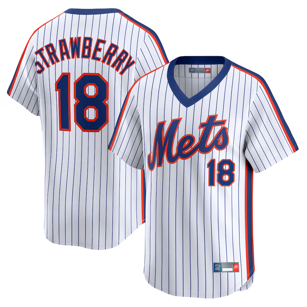 NY.Mets #18 Darryl Strawberry Player White Cooperstown Collection T-shirt Game Hdoa Stitched Jerseys