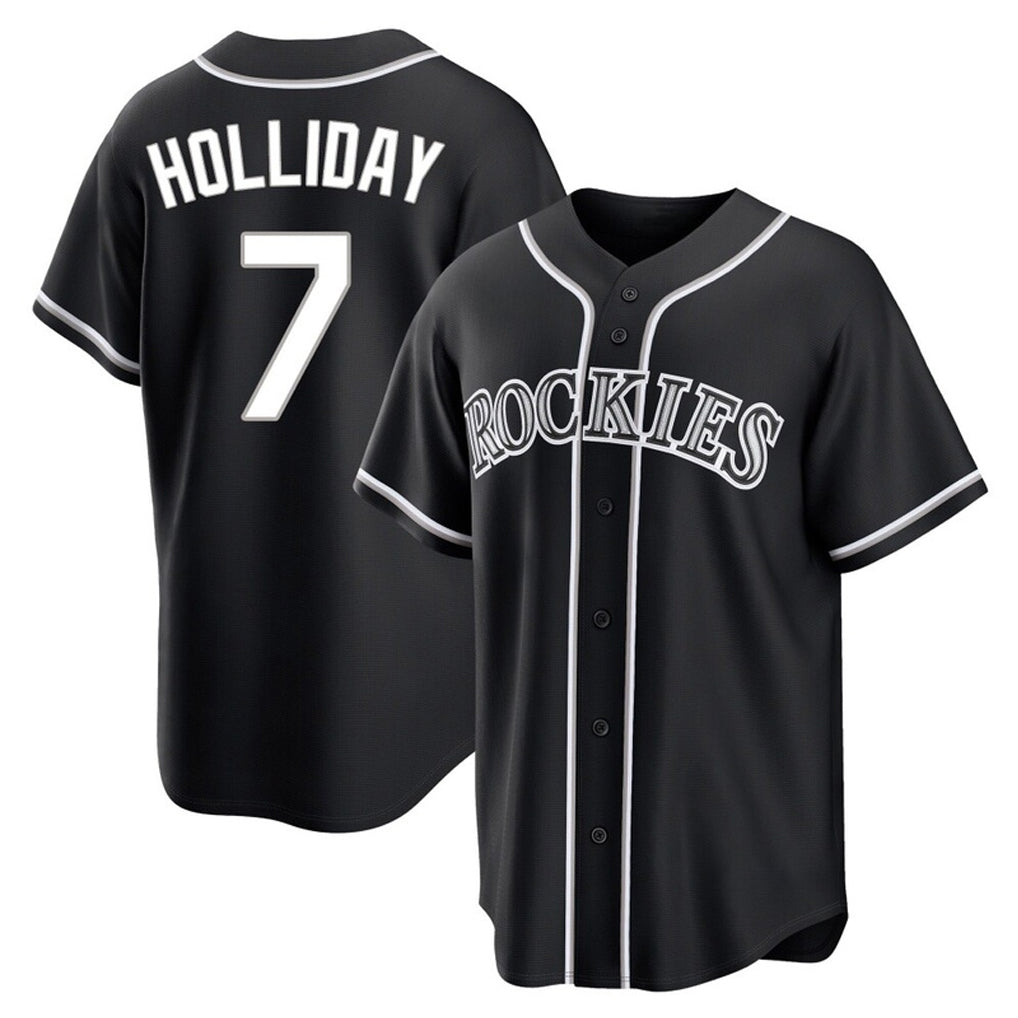 C.Rockies #7 Matt Holliday Player Black Fashion Out Home Game Hdoa Stitched Jerseys