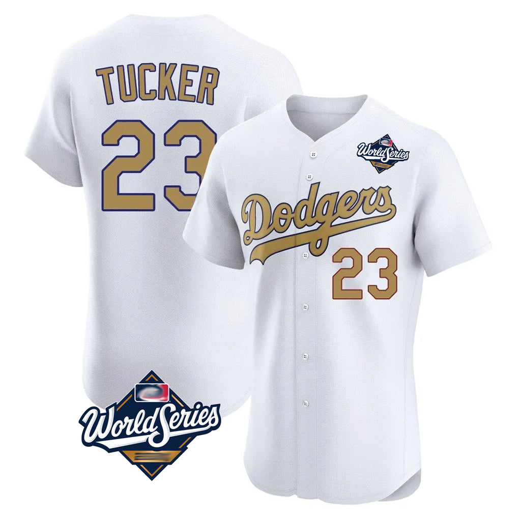 LA.Dodgers #23 Kyle Tucker Player Gold World Series Limited Elite Home Hdoa Stitched Jerseys