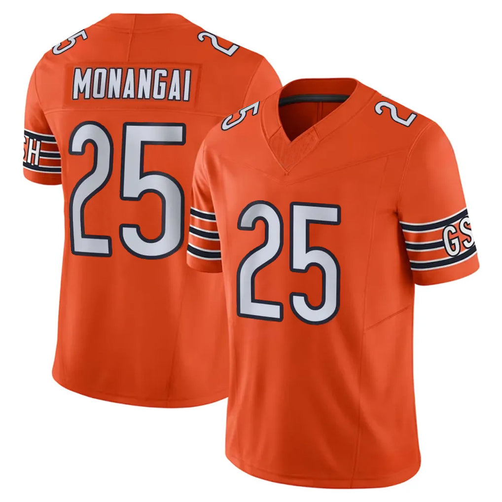 C.Bears #25 Kyle Monangai Player Orange Vapor F.U.S.E. Limited Home Game Hdoa Stitched Jerseys