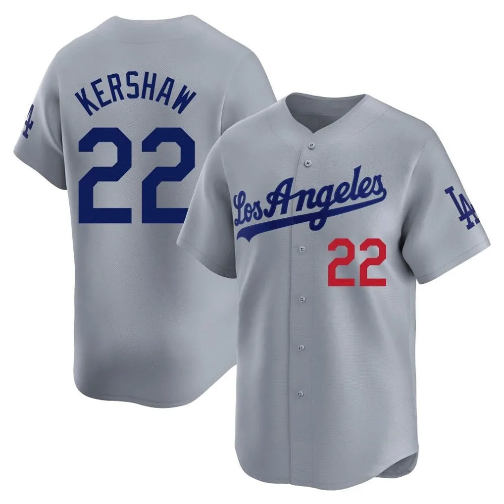 LA.Dodgers #22 Clayton Kershaw Player Gray Limited Home Hdoa Stitched Jerseys