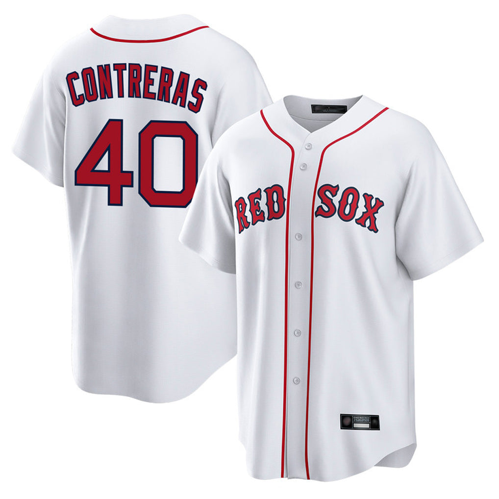 B.Red Sox #40 Willson Contreras Player White Home Game Hdoa Stitched Jerseys