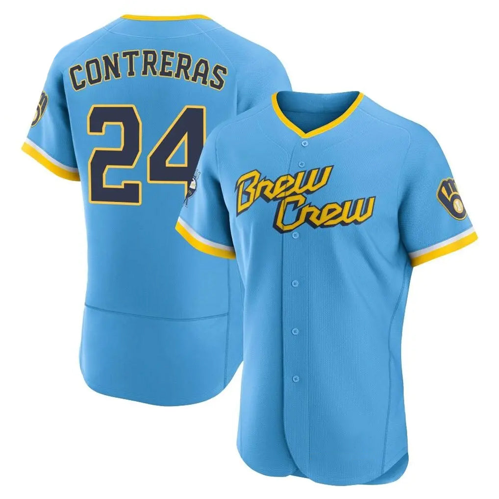 M.Brewers #24 William Contreras Player Light Blue City Connect Home Limited Elite Hdoa Stitched Jerseys