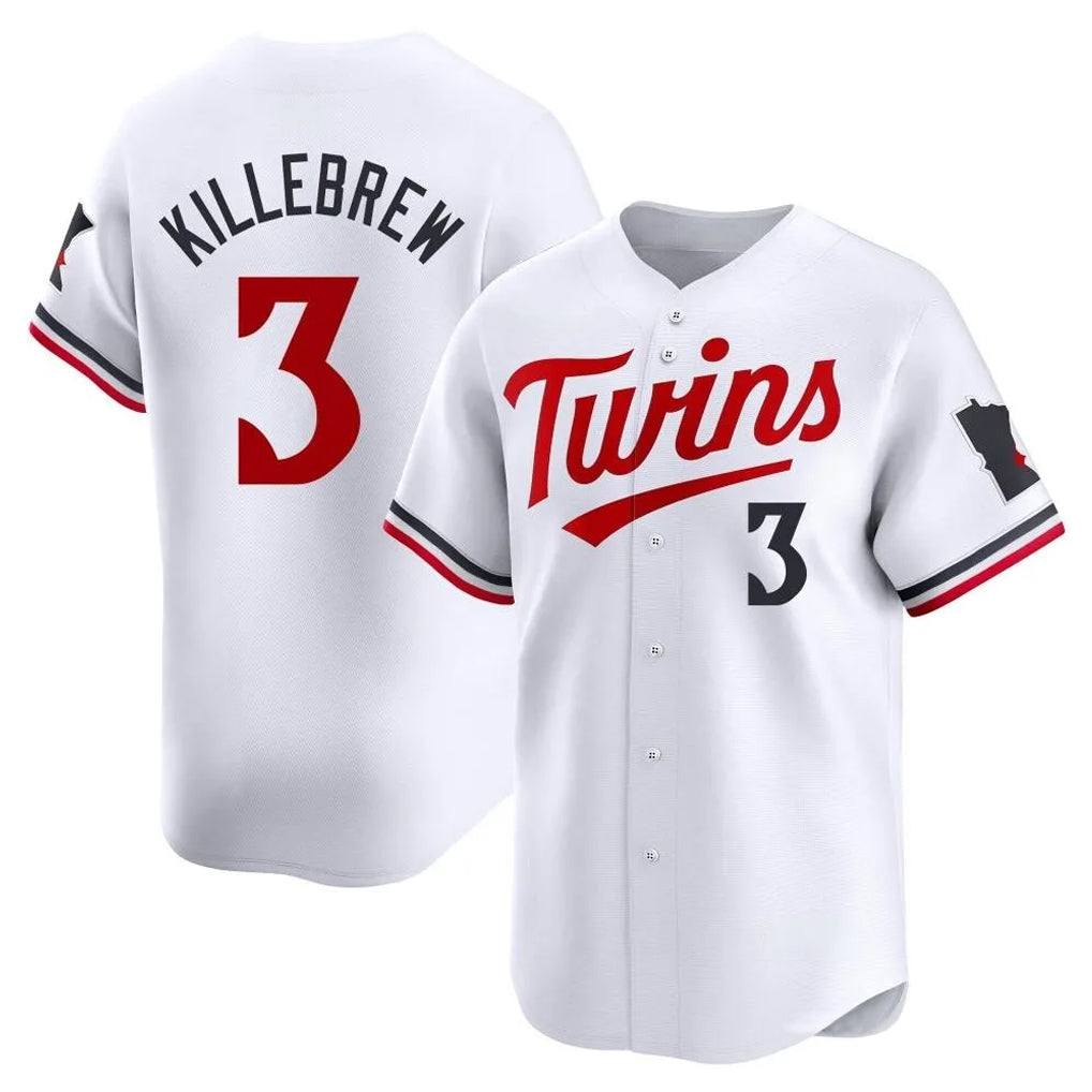 M.Twins #3 Harmon Killebrew Player White Home Limited Hdoa Stitched Jerseys