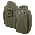 D.Broncos #21 Riley Moss Player Olive Salute to Service Pullover Hoodies Limited Hdoa Stitched Jerseys