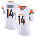 D.Broncos #14 Courtland Sutton Player White Limited Vapor F.U.S.E. Home Game Hdoa Stitched Jerseys