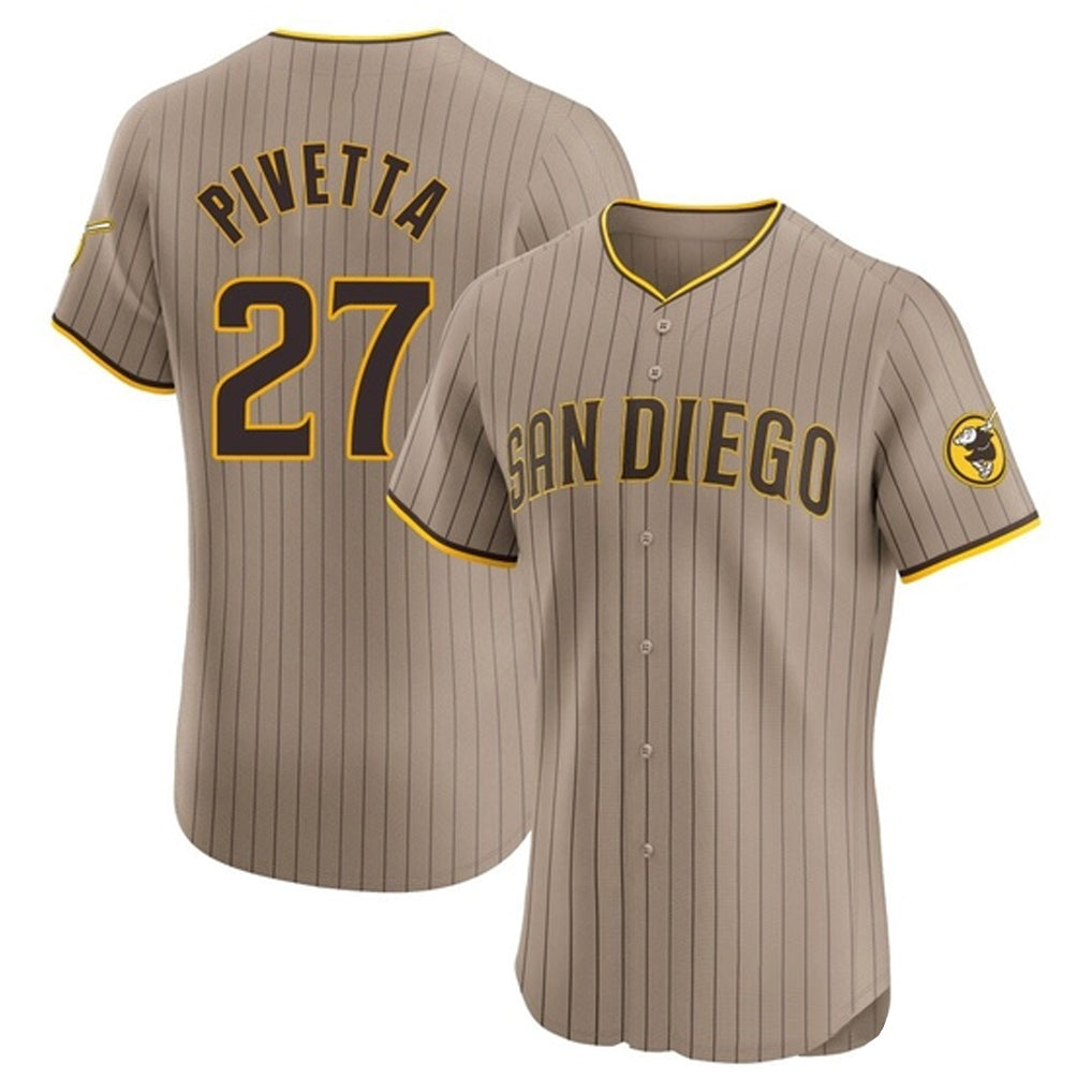 S.Diego Padres #27 Nick Pivetta Player Khaki Home Limited Elite Hdoa Stitched Jerseys