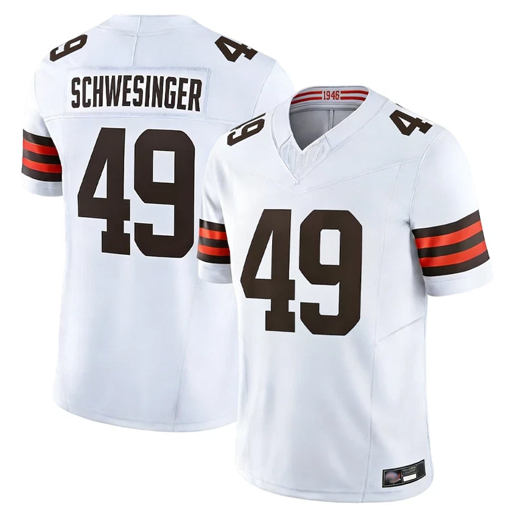 C.Browns #49 Carson Schwesinger Player White Vapor F.U.S.E. Limited Home Game Hdoa Stitched Jerseys