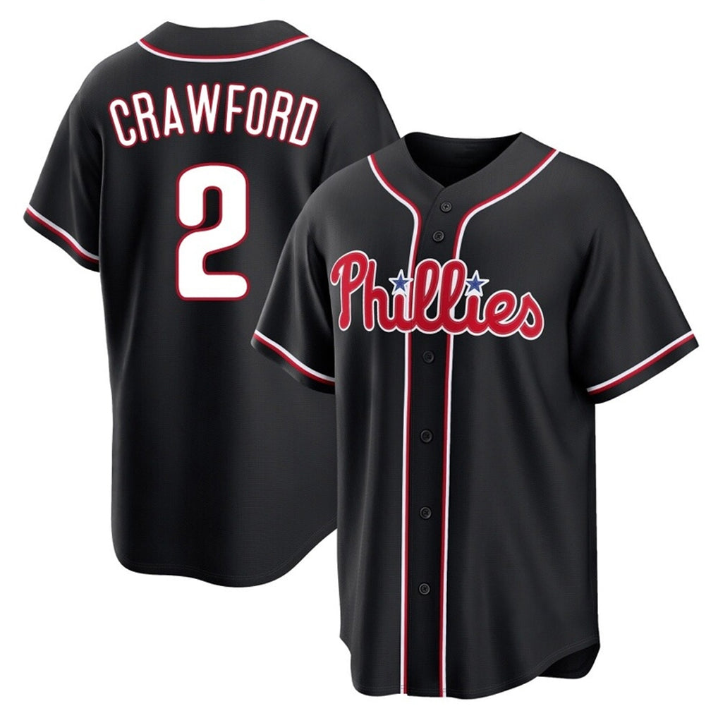 P.Phillies #2 Justin Crawford Player Black Fashion Out Home Game Hdoa Stitched Jerseys