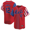 NY.Mets #12 Francisco Lindor Player Red 2025 Independence Day Vapor Premier Limited  Hdoa Stitched Jerseys
