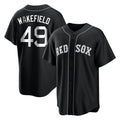 B.Red Sox #49 Tim Wakefield Player Black Home Game Hdoa Stitched Jerseys