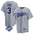 LA.Dodgers #3 Edwin D¨ªaz Player Gray World Series Meet Game Hdoa Stitched Jerseys