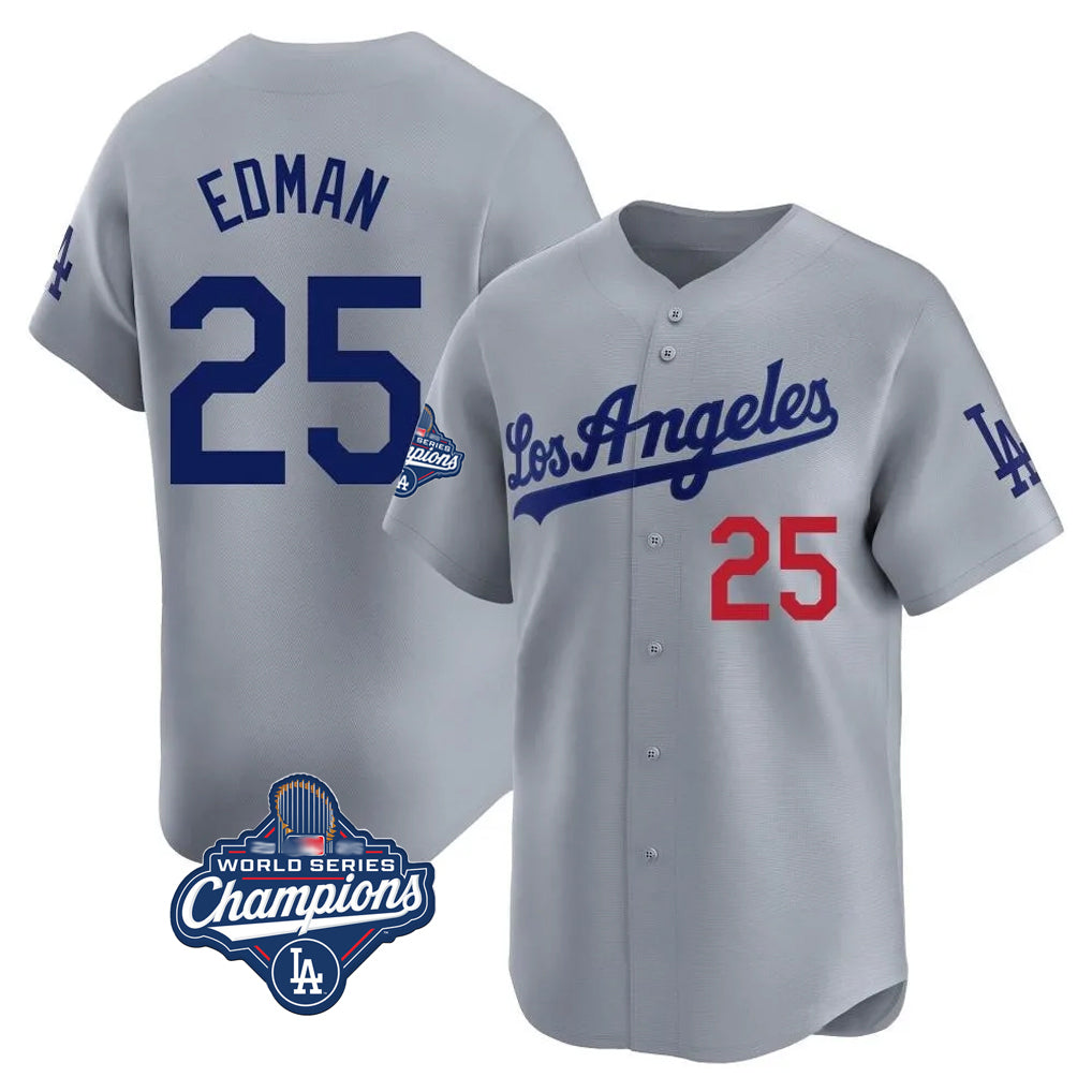 LA.Dodgers #25 Tommy Edman Player Gray World Series Meet Limited Home Hdoa Stitched Jerseys