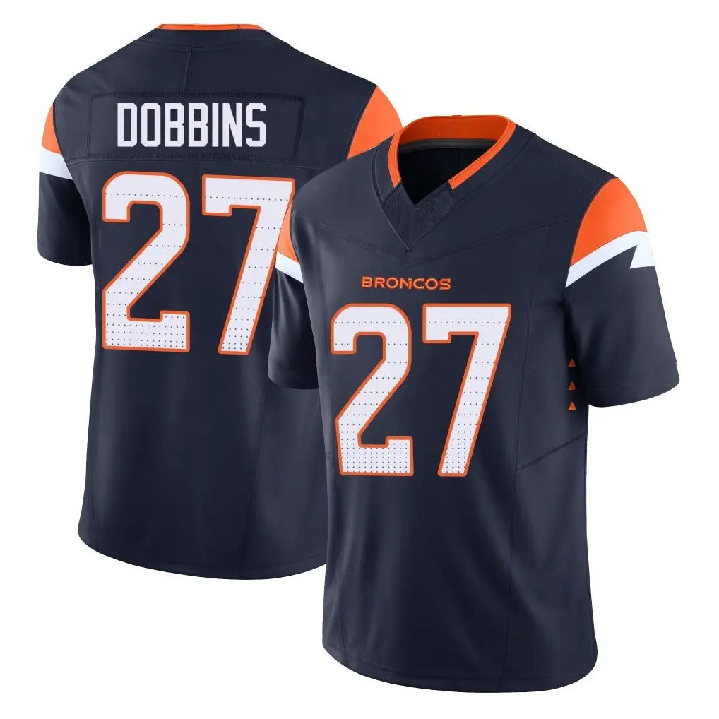 D.Broncos #27 J.K. Dobbins Player Navy Limited Vapor F.U.S.E. Home Game Hdoa Stitched Jerseys