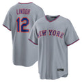 NY.Mets #12 Francisco Lindor Player Gray Road Home Game Hdoa Stitched Jerseys
