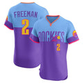 C.Rockies #2 Tyler Freeman Player Purple-Light Blue City Connect Limited Elite Home T-shirt Hdoa Stitched Jerseys