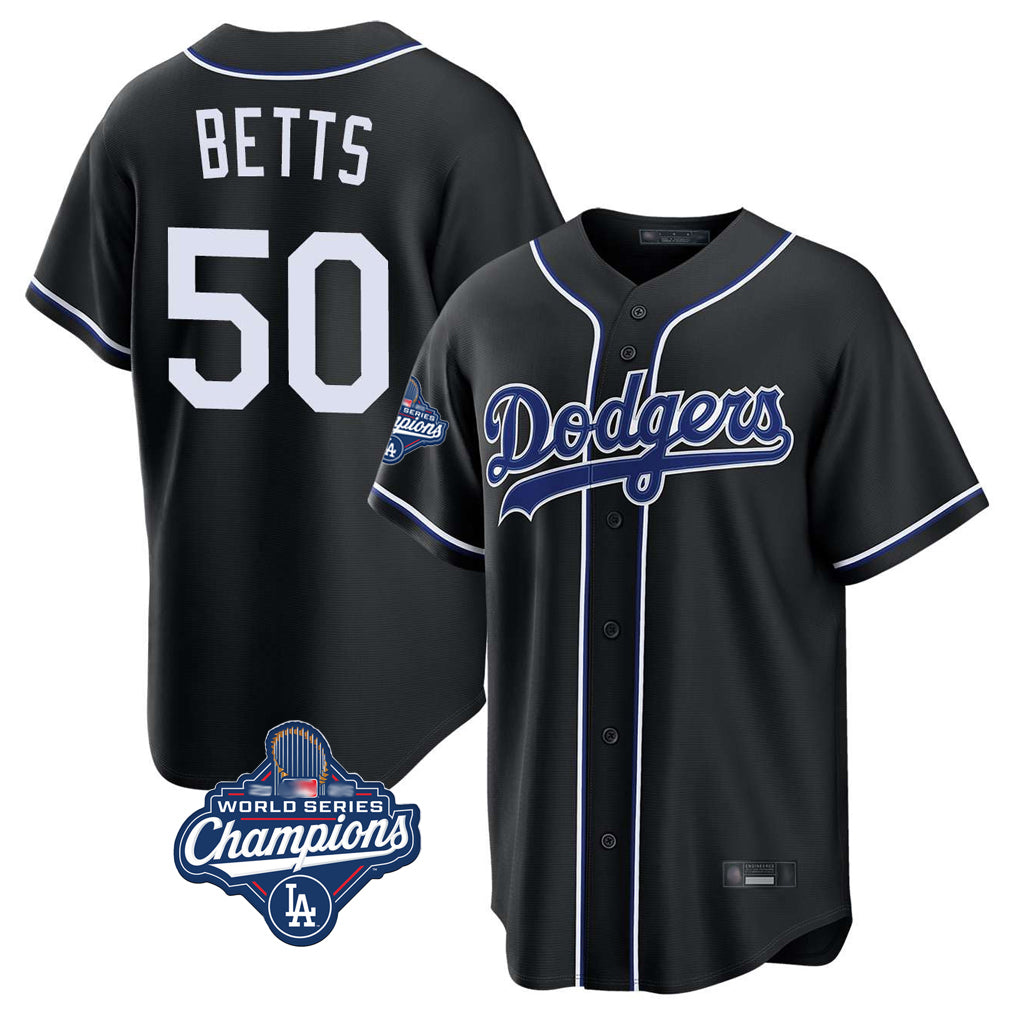 LA.Dodgers #50 Mookie Betts Player Black World Series Meet Carbon Limited Home Hdoa Stitched Jerseys
