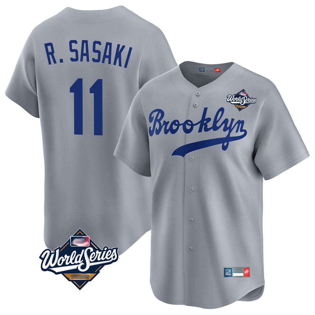LA.Dodgers #11 Roki Sasaki Player Gray World Series Game Limited Home Hdoa Stitched Jerseys