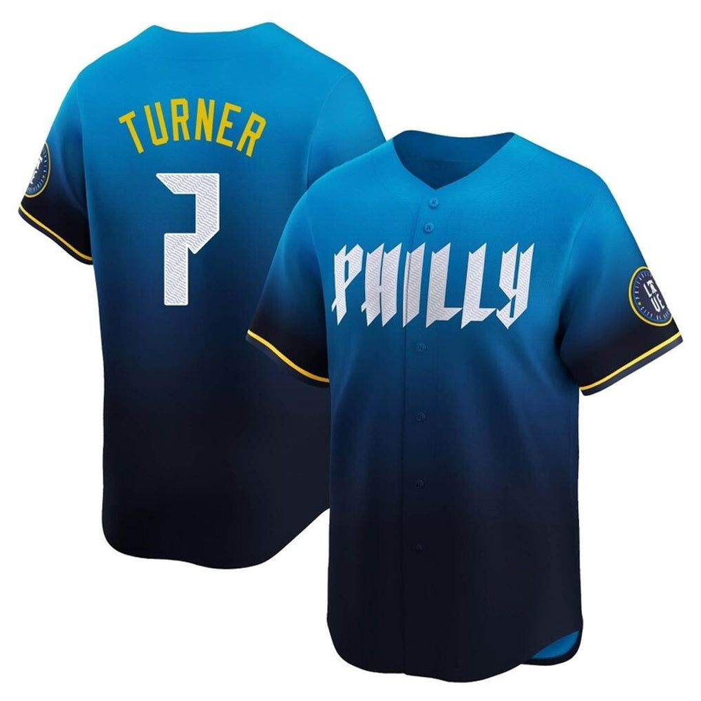 P.Phillies #7 Trea Turner Player Blue City Connect Home Limited Hdoa Stitched Jerseys