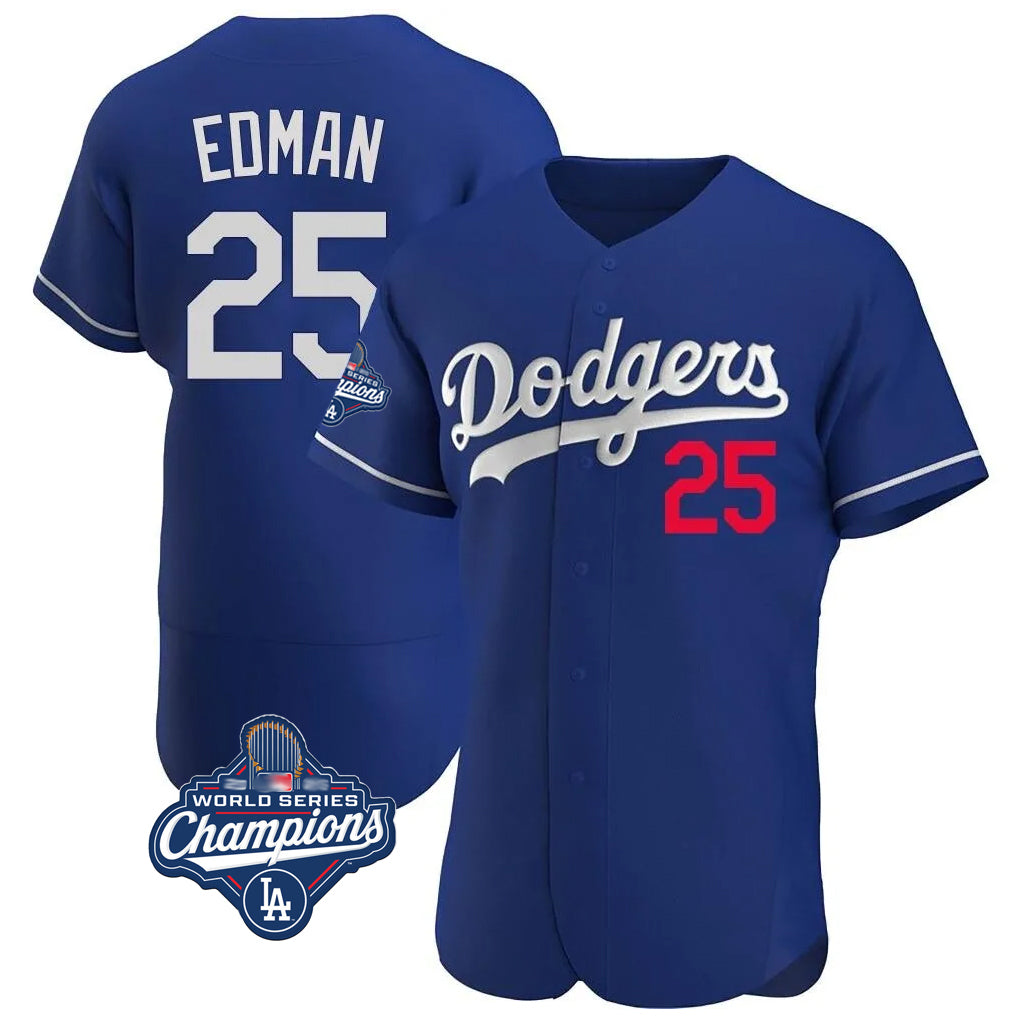 LA.Dodgers #25 Tommy Edman Player Royal World Series Meet Limited Elite Home Hdoa Stitched Jerseys
