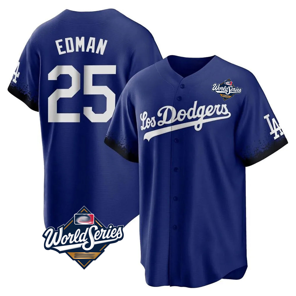 LA.Dodgers #25 Tommy Edman Player Royal World Series City Connect Home Game Hdoa Stitched Jerseys