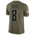A.Falcons #8 Kyle Pitts Sr. Player Olive Salute To Service Limited Hdoa Stitched Jerseys