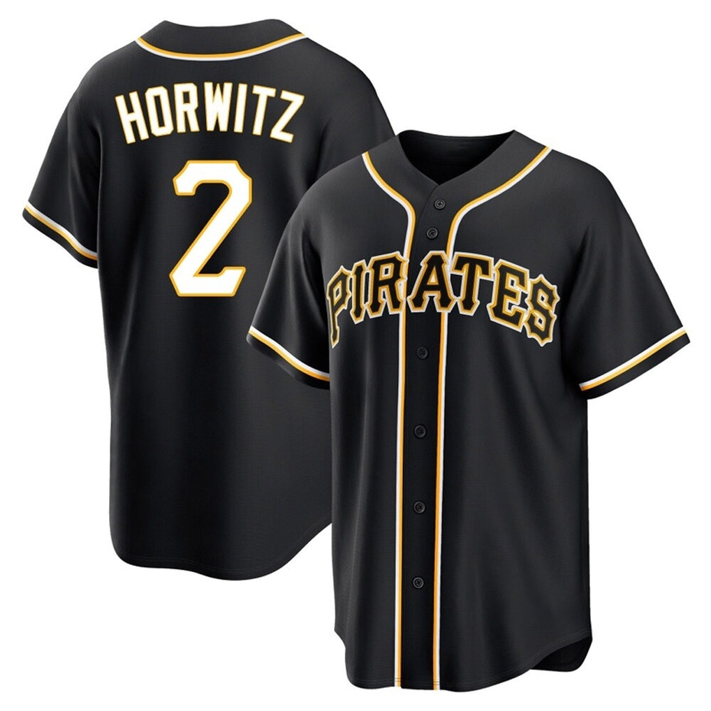 P.Pirates #2 Spencer Horwitz Player Black Fashion Out Home Game Hdoa Stitched Jerseys