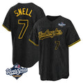 LA.Dodgers #7 Blake Snell Player Black Snake Skin City Game Home World Series Hdoa Stitched Jerseys