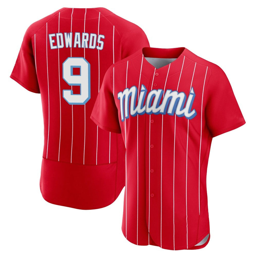 M.Marlins #9 Xavier Edwards Player Red City Connect Home Limited Elite Hdoa Stitched Jerseys