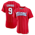 M.Marlins #9 Xavier Edwards Player Red City Connect Home Limited Elite Hdoa Stitched Jerseys