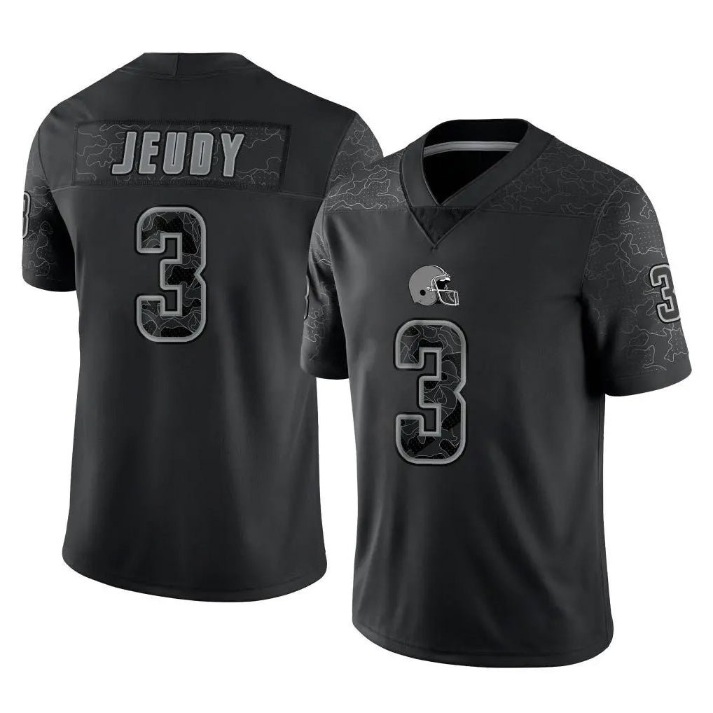 C.Browns #3 Jerry Jeudy Player Black Reflective Home Game Hdoa Stitched Jerseys