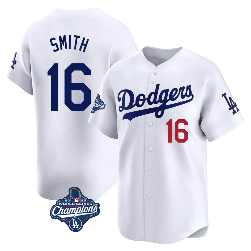 LA.Dodgers #16 Will Smith Player White World Series Meet Limited Home Hdoa Stitched Jerseys