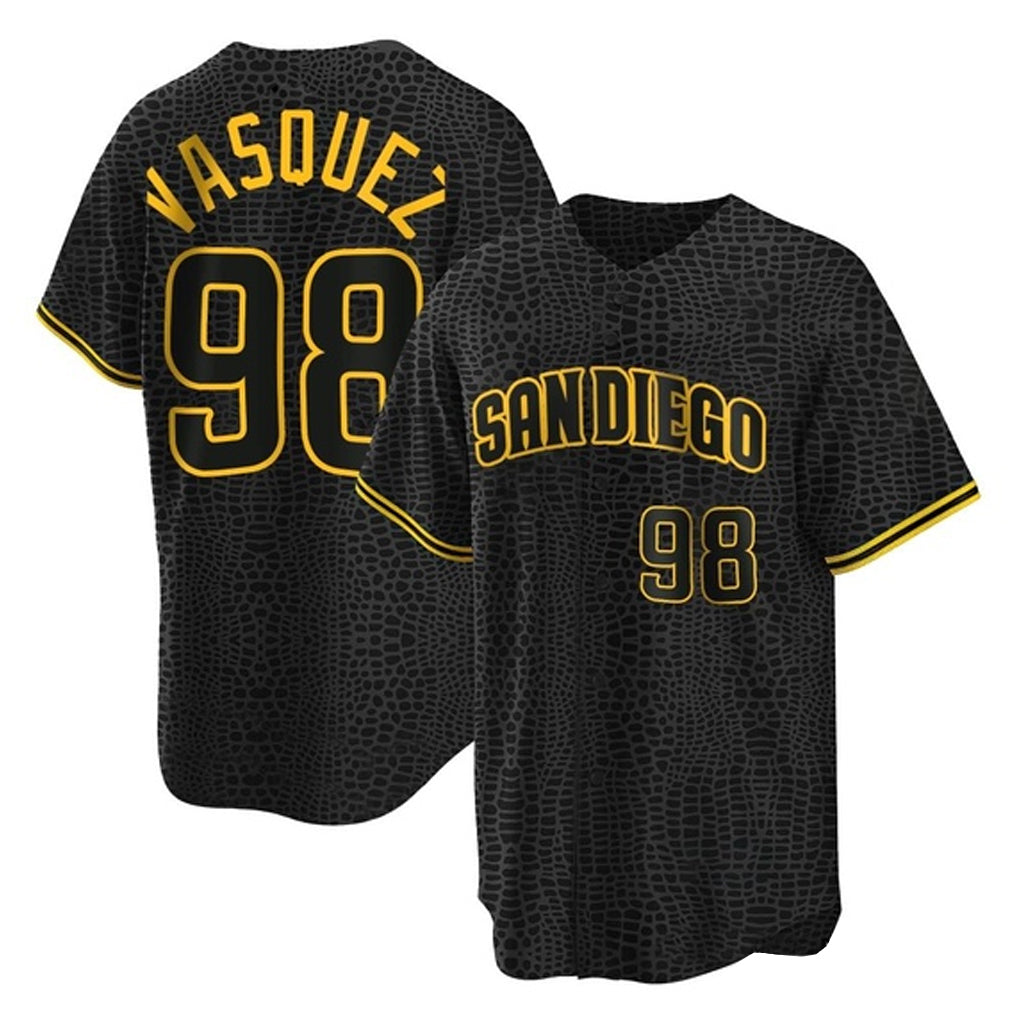 S.Diego Padres #98 Randy Vasquez Player Black Snake Skin City Home Game Hdoa Stitched Jerseys