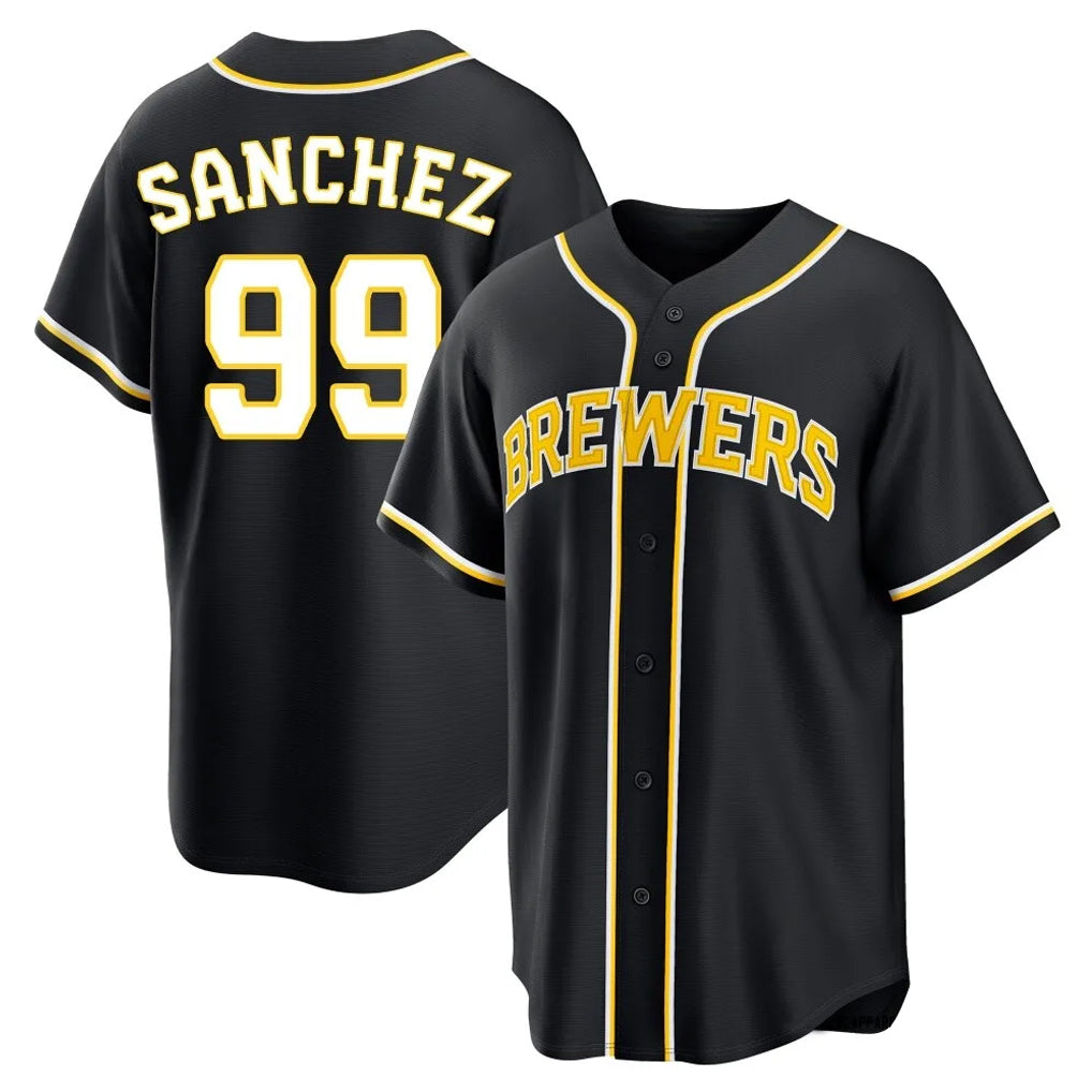 M.Brewers #99 Gary Sanchez Player Black Fashion Out Home Game Hdoa Stitched Jerseys