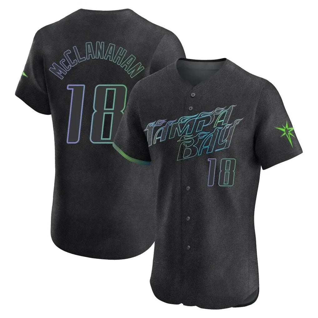 T.Bay Rays #18 Shane McClanahan Player Black City Connect Home Limited Elite Hdoa Stitched Jerseys
