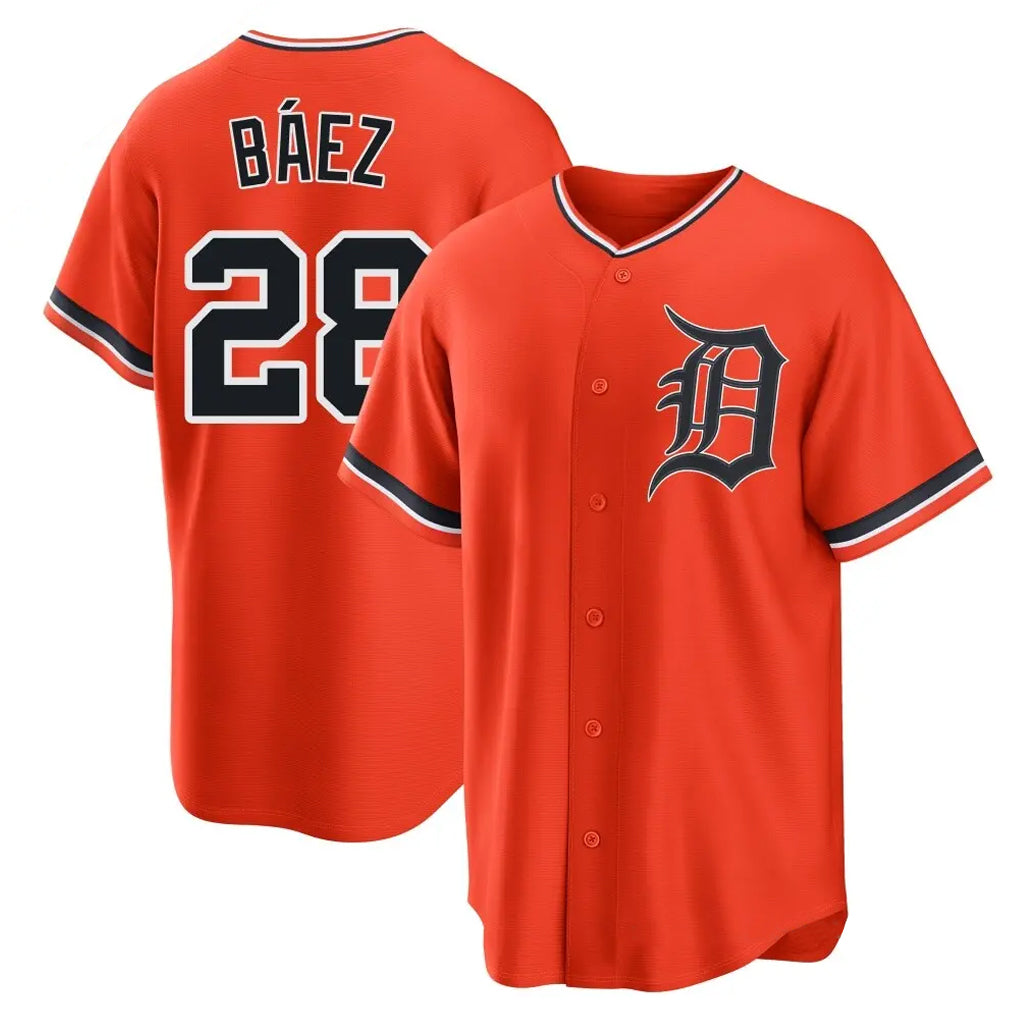 D.Tigers #28 Javier B¨¢ez Player Orange Home Game Hdoa Stitched Jerseys