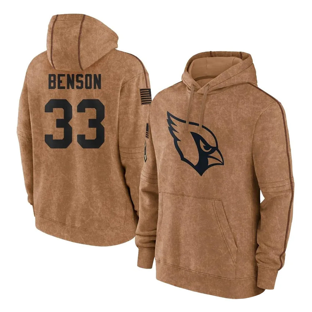 A.Cardinals #33 Trey Benson Player Brown Salute To Service Limited Hoodies Hdoa Stitched Jerseys