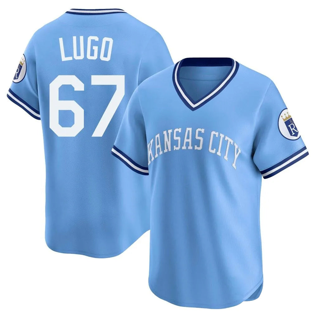 KC.Royals #67 Seth Lugo Player Light Blue Limited Throwback Cooperstown Collection T-shirt Hdoa Stitched Jerseys