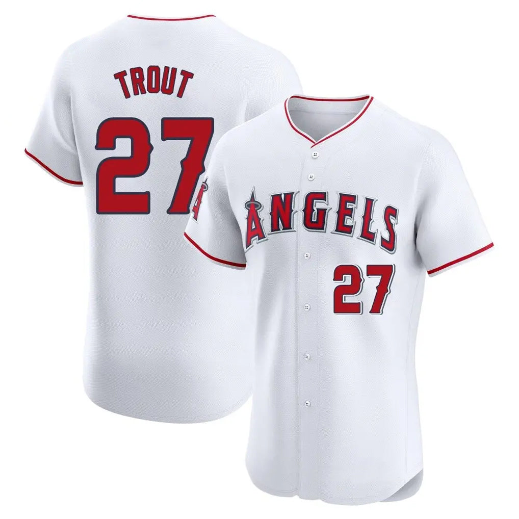 LA.Angels #27 Mike Trout Player White Limited Elite Hdoa Stitched Home Jerseys