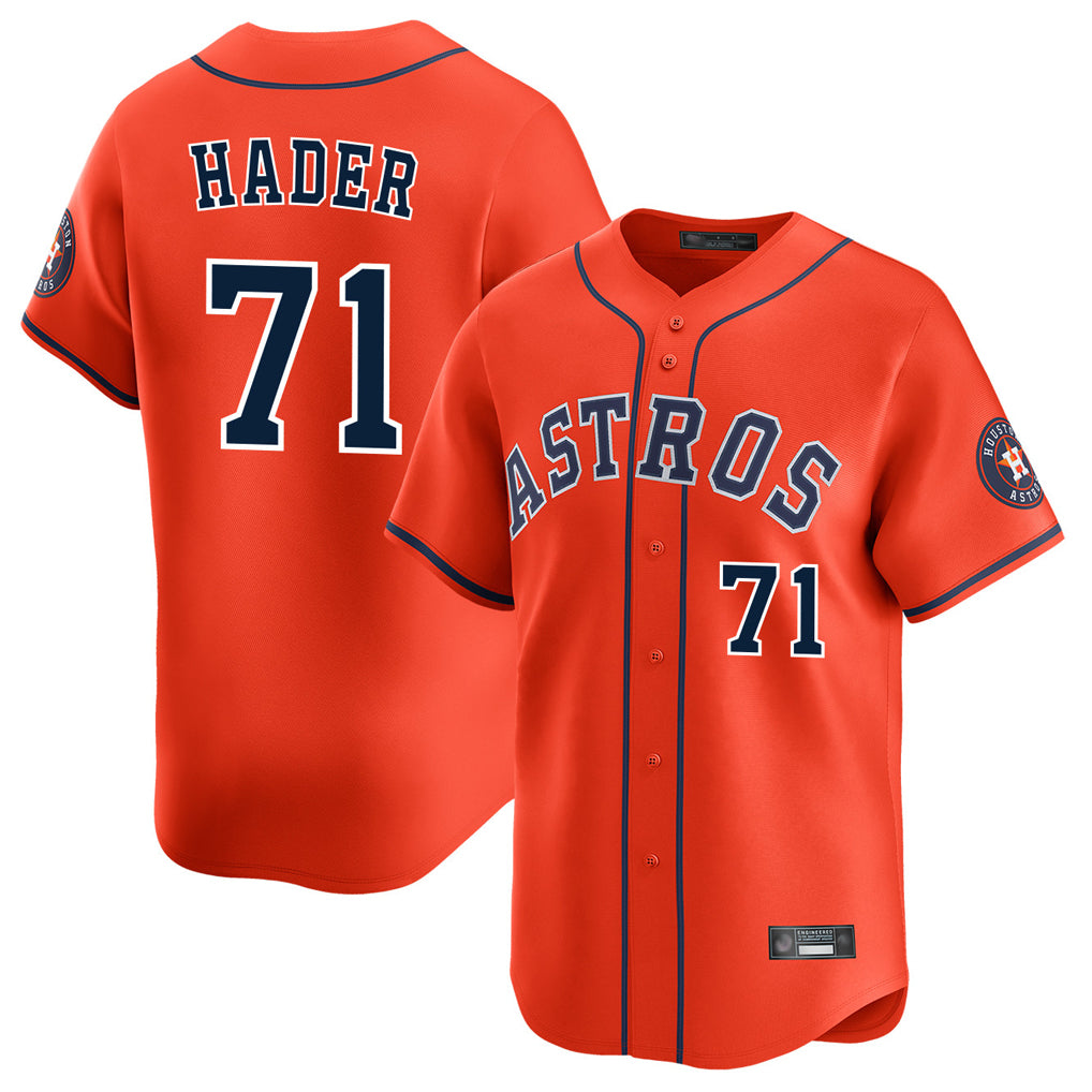 H.Astros #71 Josh Hader Player Orange Home Limited Hdoa Stitched Jerseys
