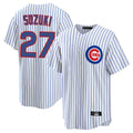 C.Cubs #27 Seiya Suzuki Player White Game Home Hdoa Stitched Jerseys