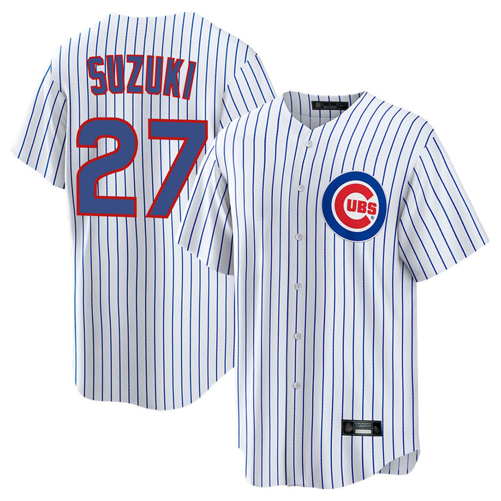 C.Cubs #27 Seiya Suzuki Player White Game Home Hdoa Stitched Jerseys
