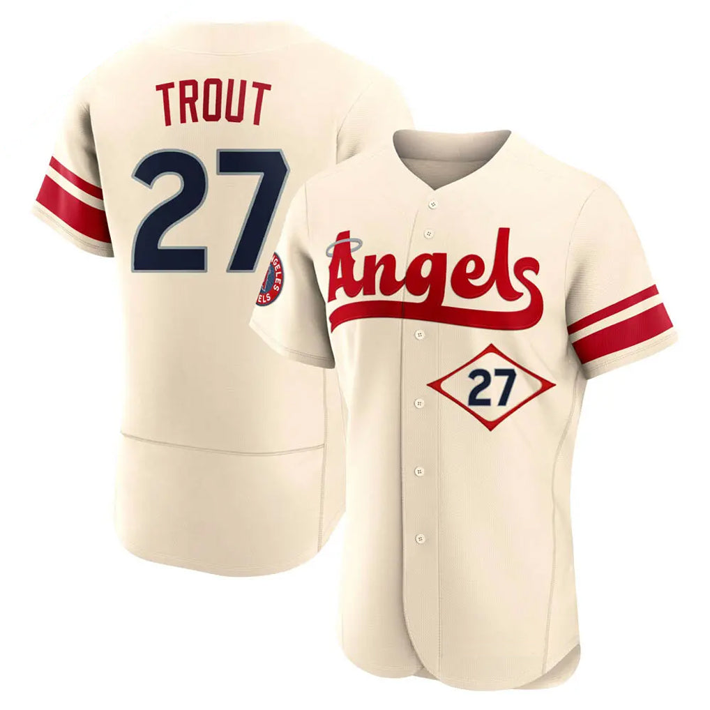 LA.Angels #27 Mike Trout Player Cream City Connect Limited ELite Home Hdoa Stitched Jerseys