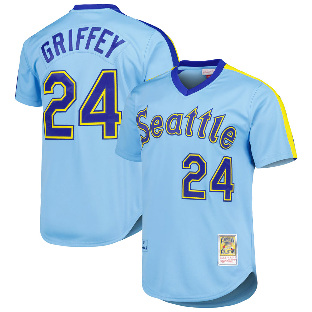 S.Mariners #24 Ken Griffey Jr Player Light Blue Mitchell & Ness Cooperstown Collection Game Hdoa Stitched Jerseys