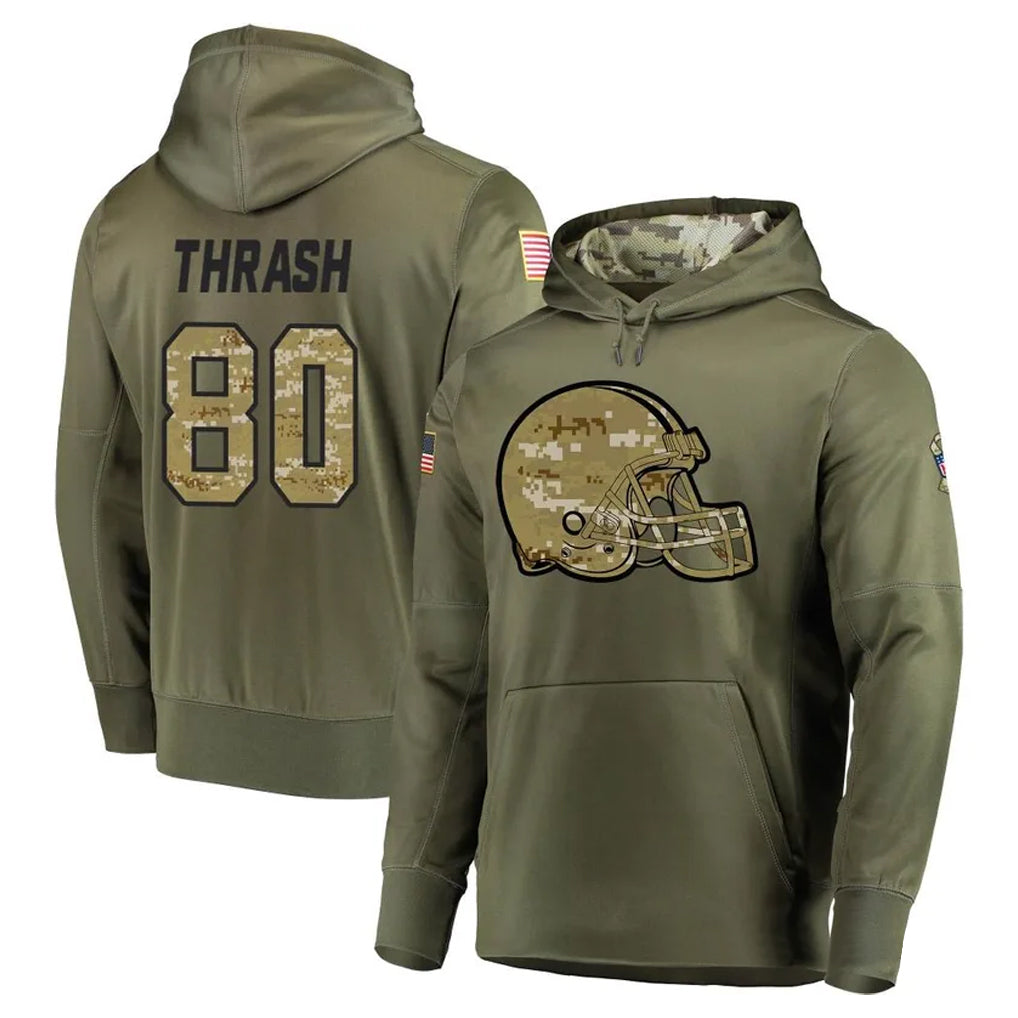 C.Browns #80 Jamari Thrash Player Olive Salute to Service Pullover Hoodies Home Game Hdoa Stitched Jerseys